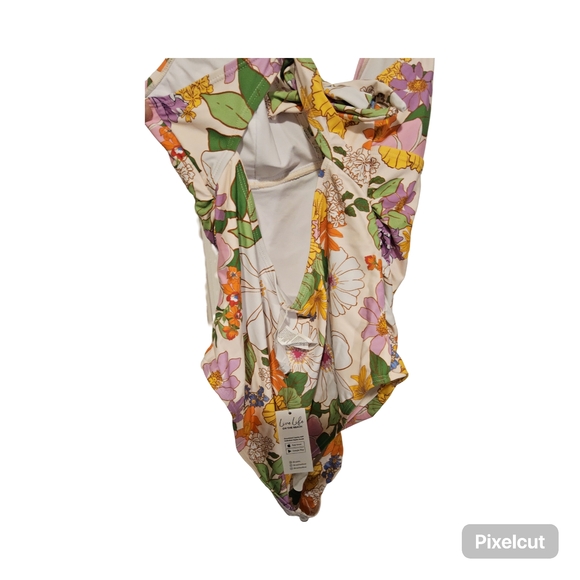 1 NWOT Cupshe multicolor floral 1Piece Swimsuit with Plunging V-neckline size lg - Picture 4 of 8